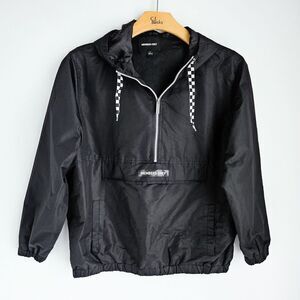 Member Only Pullover Hooded Jacket Womens L Black Hood Spell Out